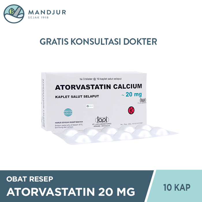 Atorvastatin 20 mg Strip 10 Tablet