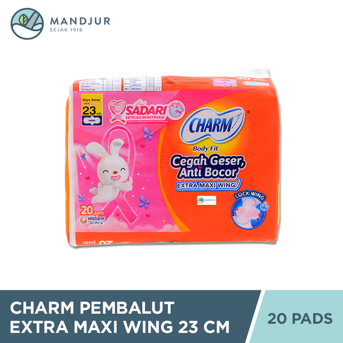 Charm Pembalut Body Fit Extra Maxi Wing 23 cm 20 Pads