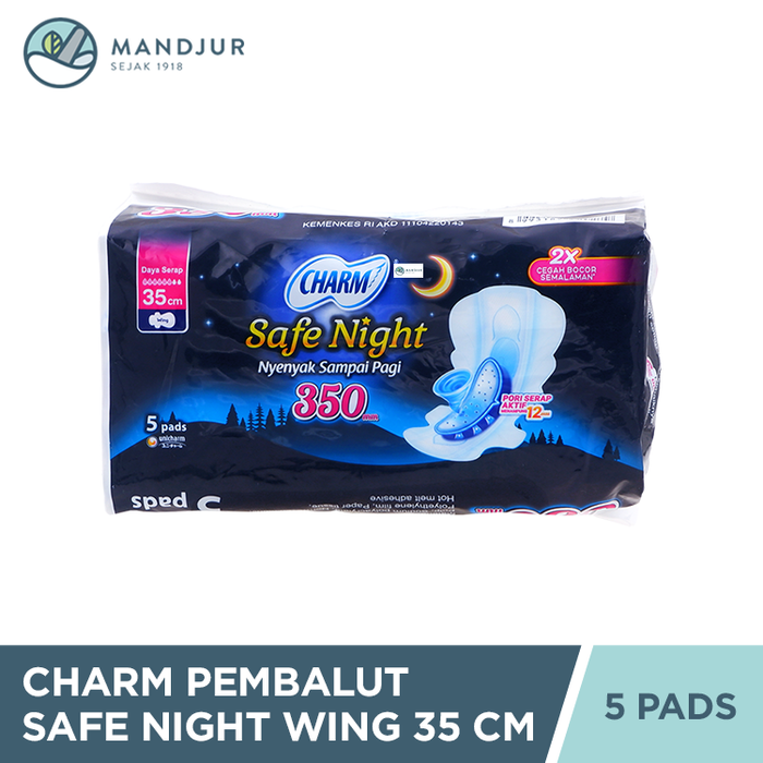 Charm Pembalut Safe Night 35 cm Wing 5 Pads