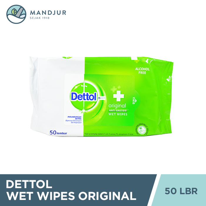 Dettol Anti Bakteri Wet Wipes Original Isi 50 Lembar