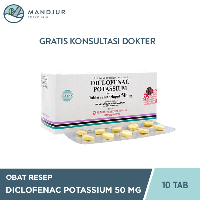 Diclofenac Potassium / Kalium Diklofenak 50 Mg Strip Isi 10 Tablet