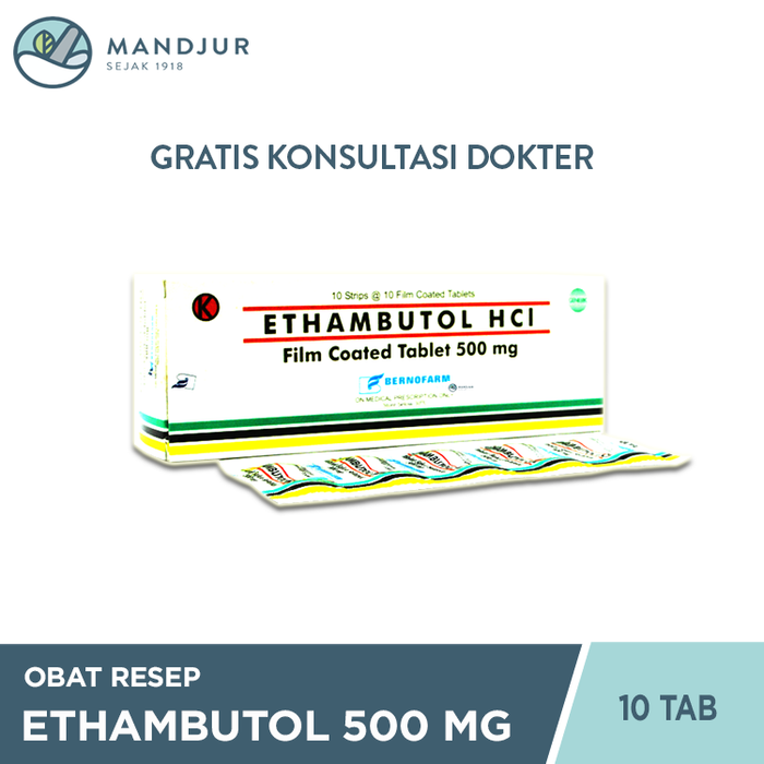 Ethambutol 500 mg Strip 10 Tablet