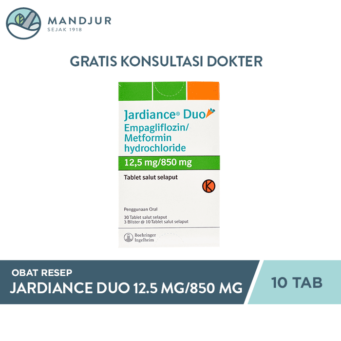 Jardiance Duo 12.5 mg/850 mg 10 Tablet — Apotek Mandjur