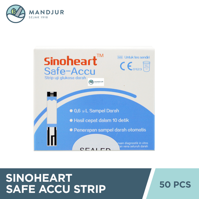 Sinocare Safe-Accu Strip Uji Gula Darah 50 Pcs