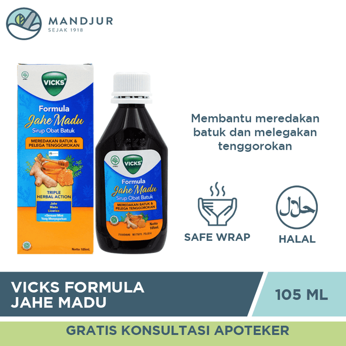 Vicks Formula Jahe Madu Sirup Obat Batuk 105 mL - Apotek Mandjur