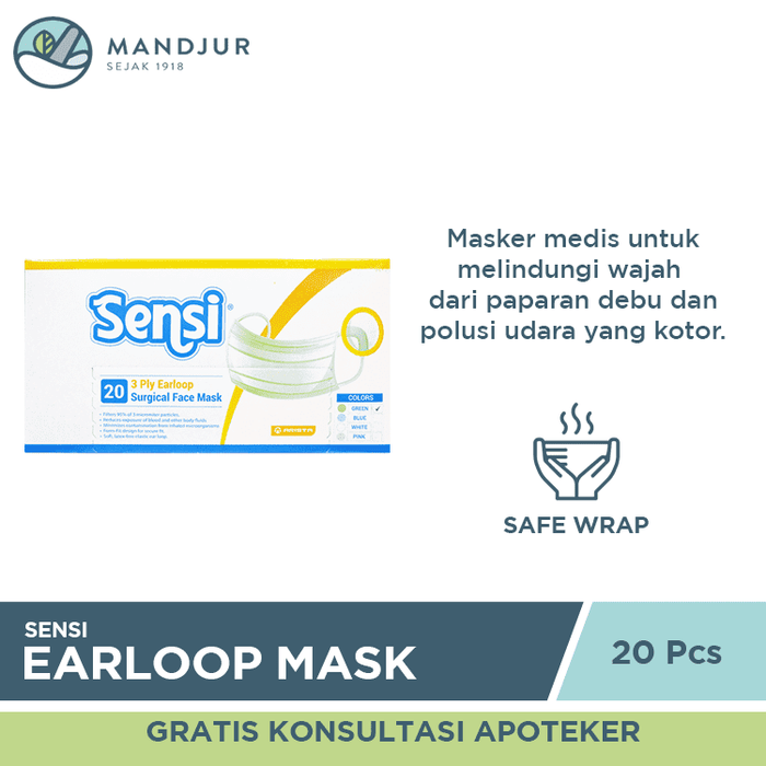 Sensi Mask Earloop Dus Isi 20 Masker - Apotek Mandjur