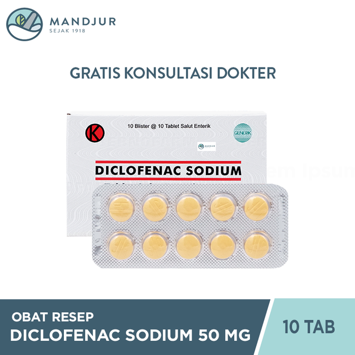 Diclofenac Sodium / Natrium Diklofenak 50 Mg Strip Isi 10 Tablet