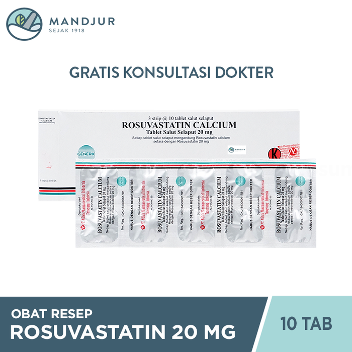 Rosuvastatin 20 Mg 10 Tablet