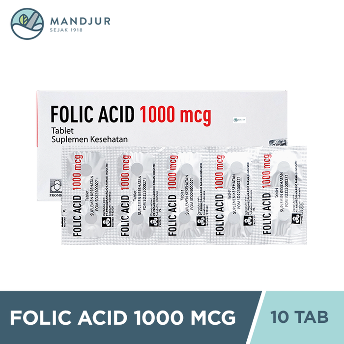 Folic Acid 1000 mcg 10 Tablet