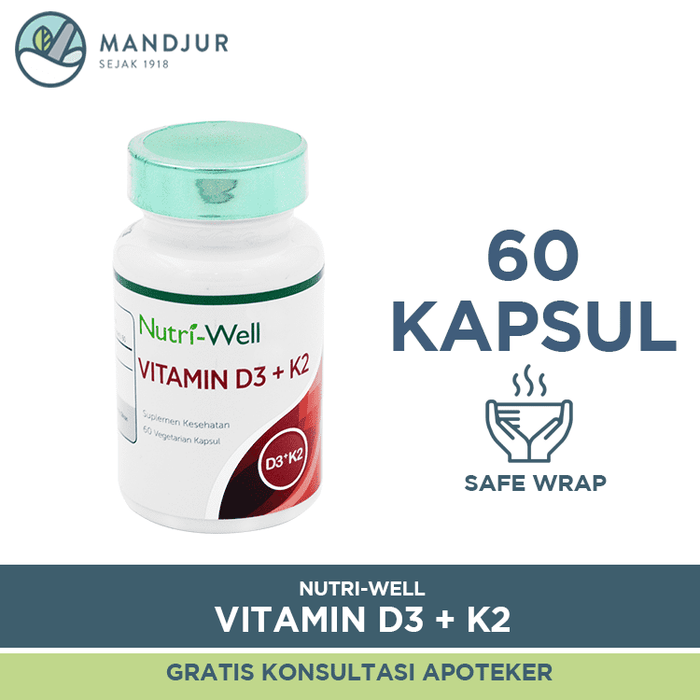 Nutriwell Vitamin D3 + K2 60 Kapsul — Apotek Mandjur